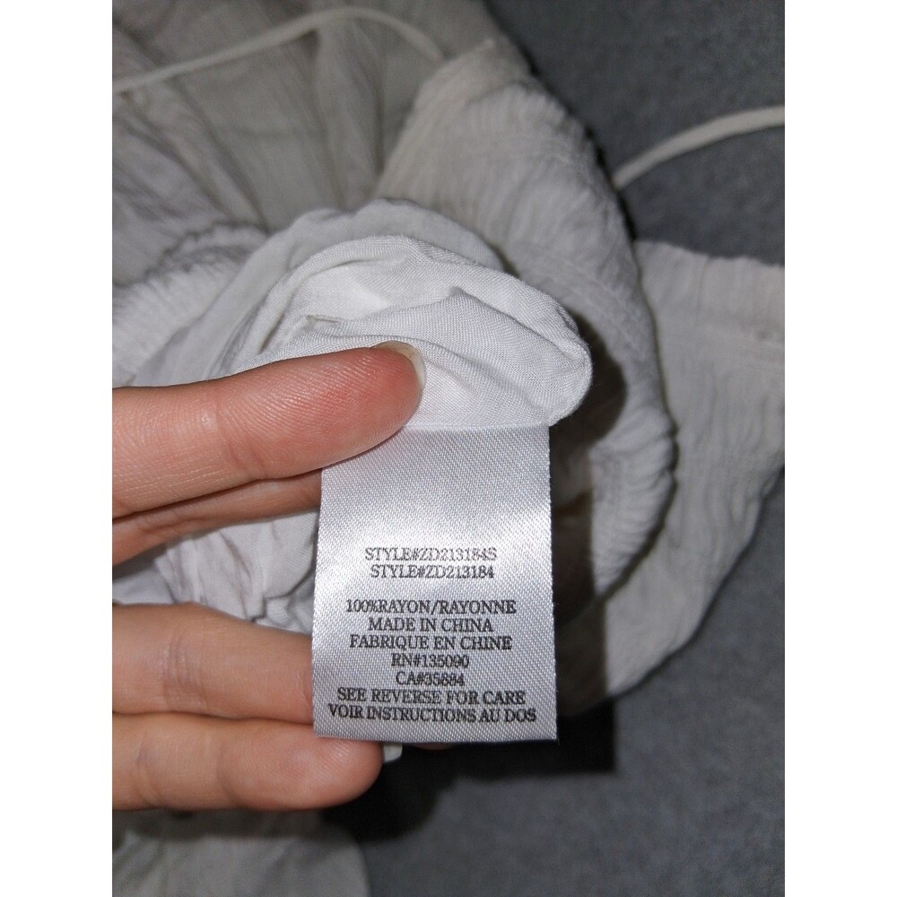 Z Supply Smocked tiered Crinkle Gauze Maxi Dress Size L White Cottagecore Boho - Picture 10 of 12